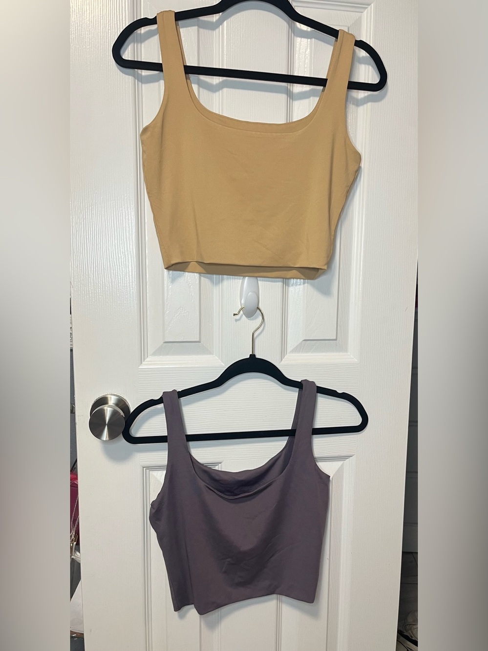 Women's Tank Crop Top in Mustard and Mauve - Classic Scoop Neck